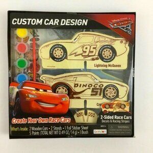 Disney Pixar Cars 3 Lightning McQueen Cruz Ramirez Wooden Race Car Paint Crafts